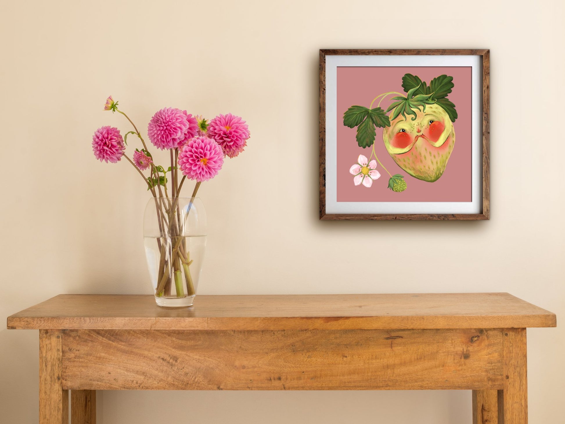 Anna Seed Art | Art Print - Blushing Berry - Cute nature illustration, wall art