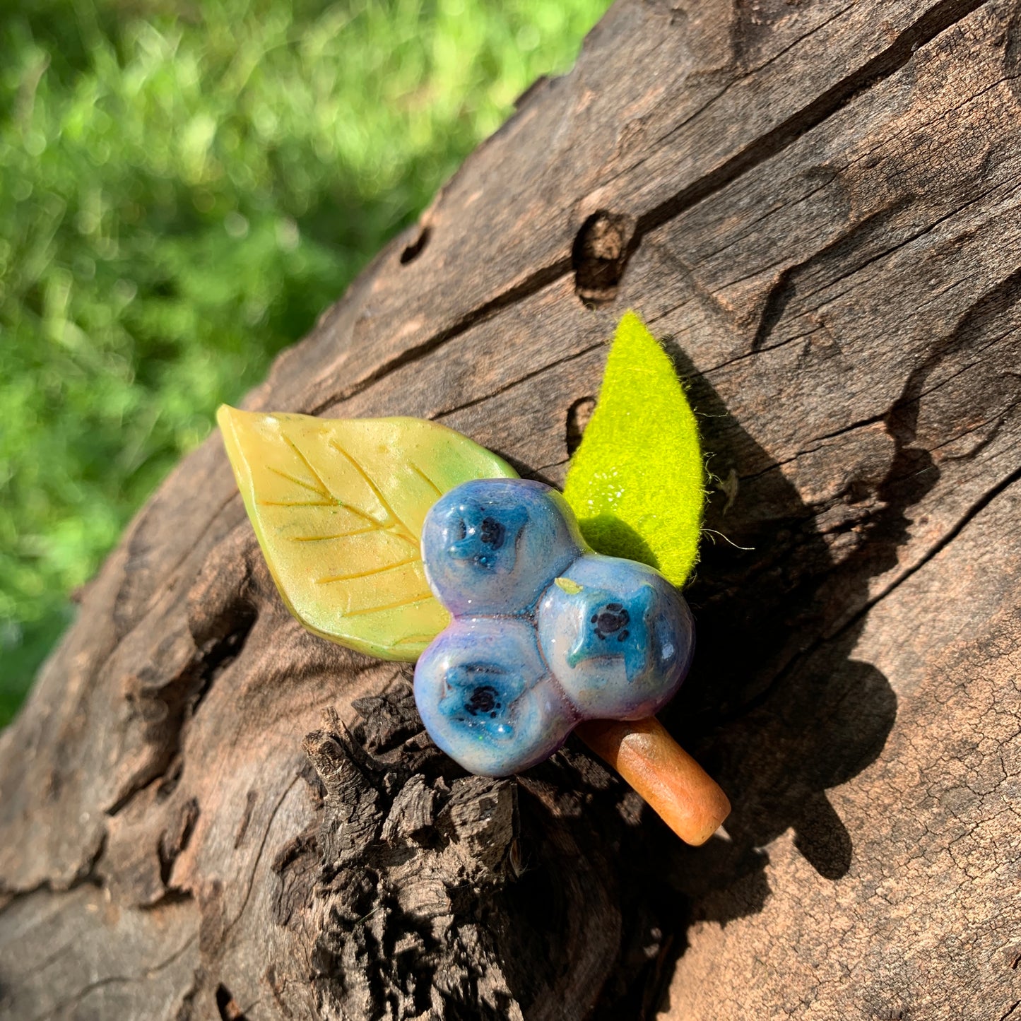 Brooch - Blueberries. Handmade Polymer Clay Brooch