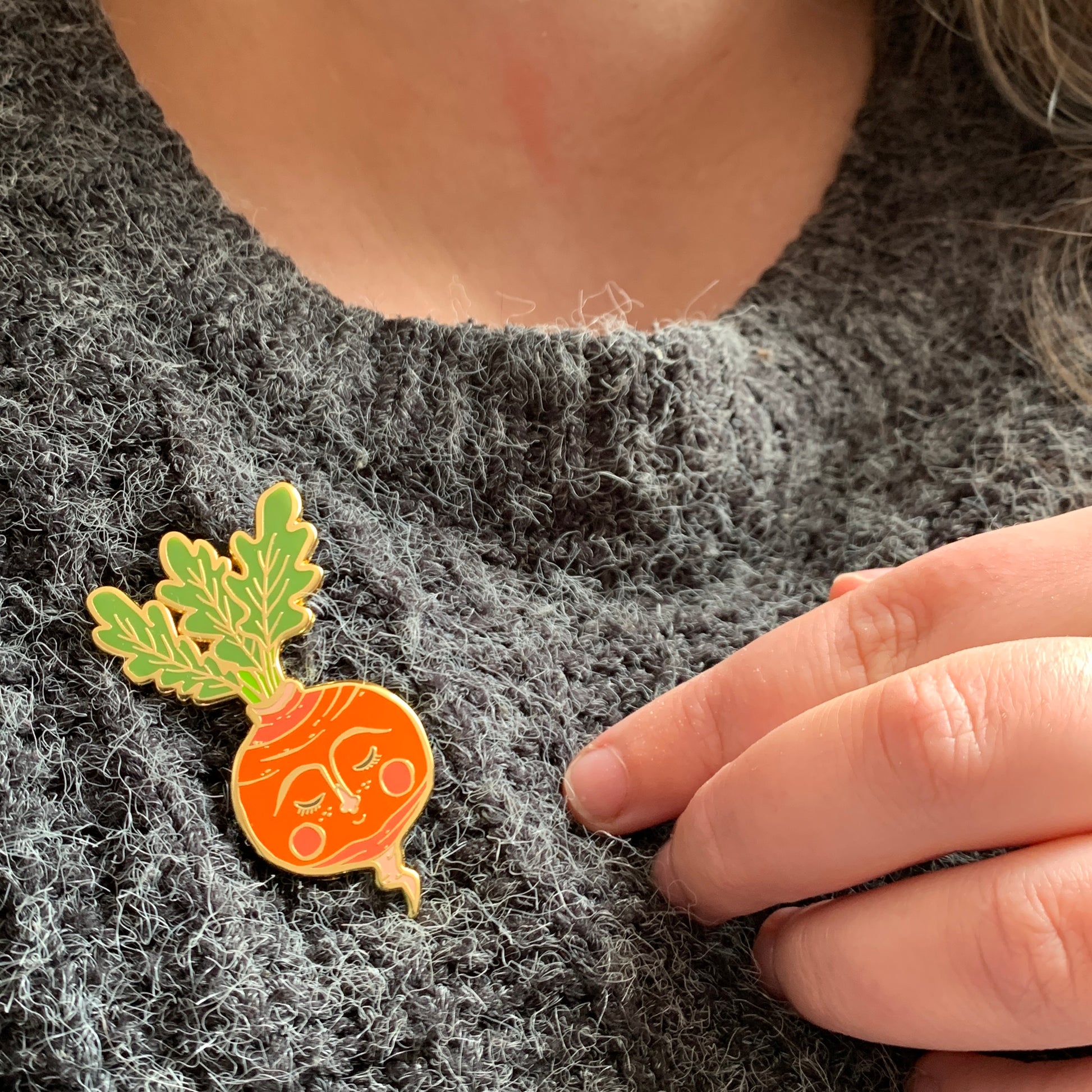 Anna Seed Art | Enamel Pin - Sweet Radish - Cute pin brooch