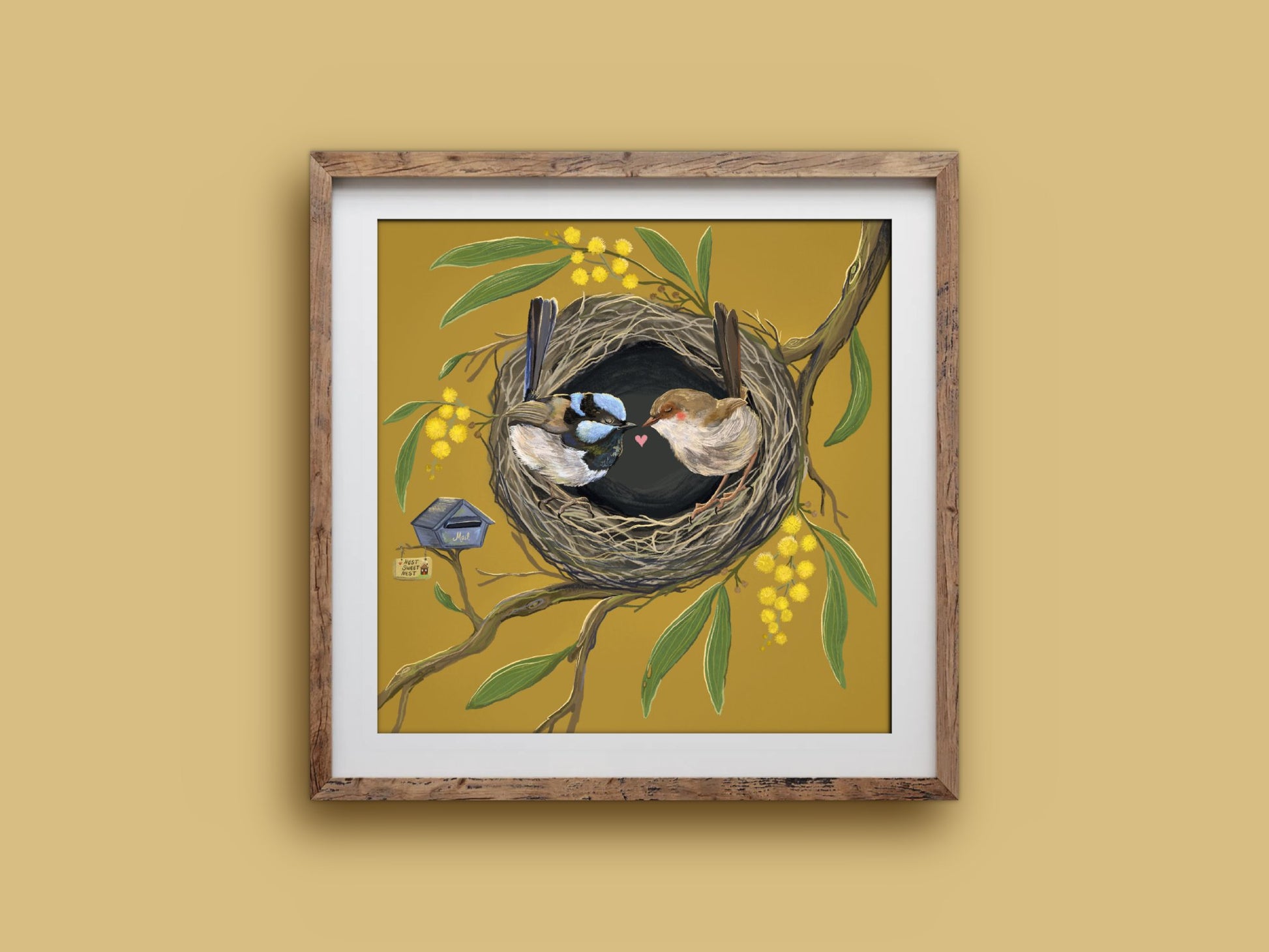 Anna Seed Art | Art Print - Nest Sweet Nest - Cute bird illustration, wall art