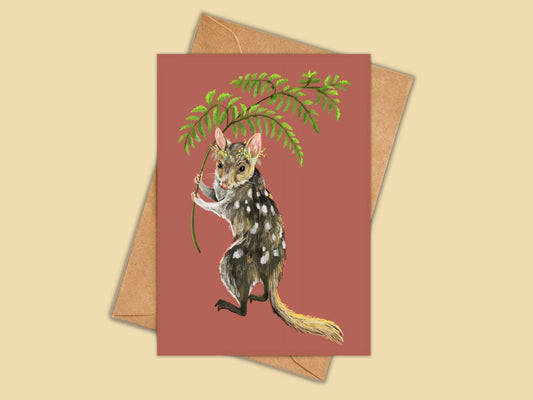Anna Seed Art | Greeting Card - Spotted Quoll. Cute illustration