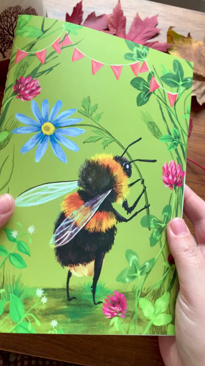 Lined A5 Notebook - Bumblebee. Cute Stationery