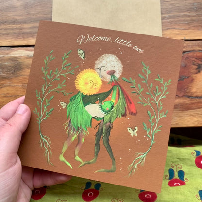 Occasion Card - Welcome, little one. Cute flower illustration