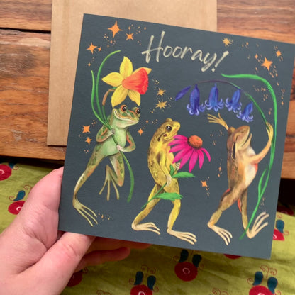 Occasion Card - Hooray! Cute frog illustration