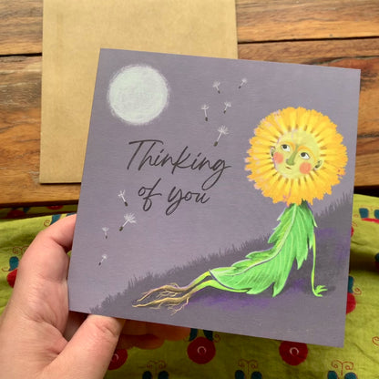Occasion Card - Thinking of you. Cute flower illustration