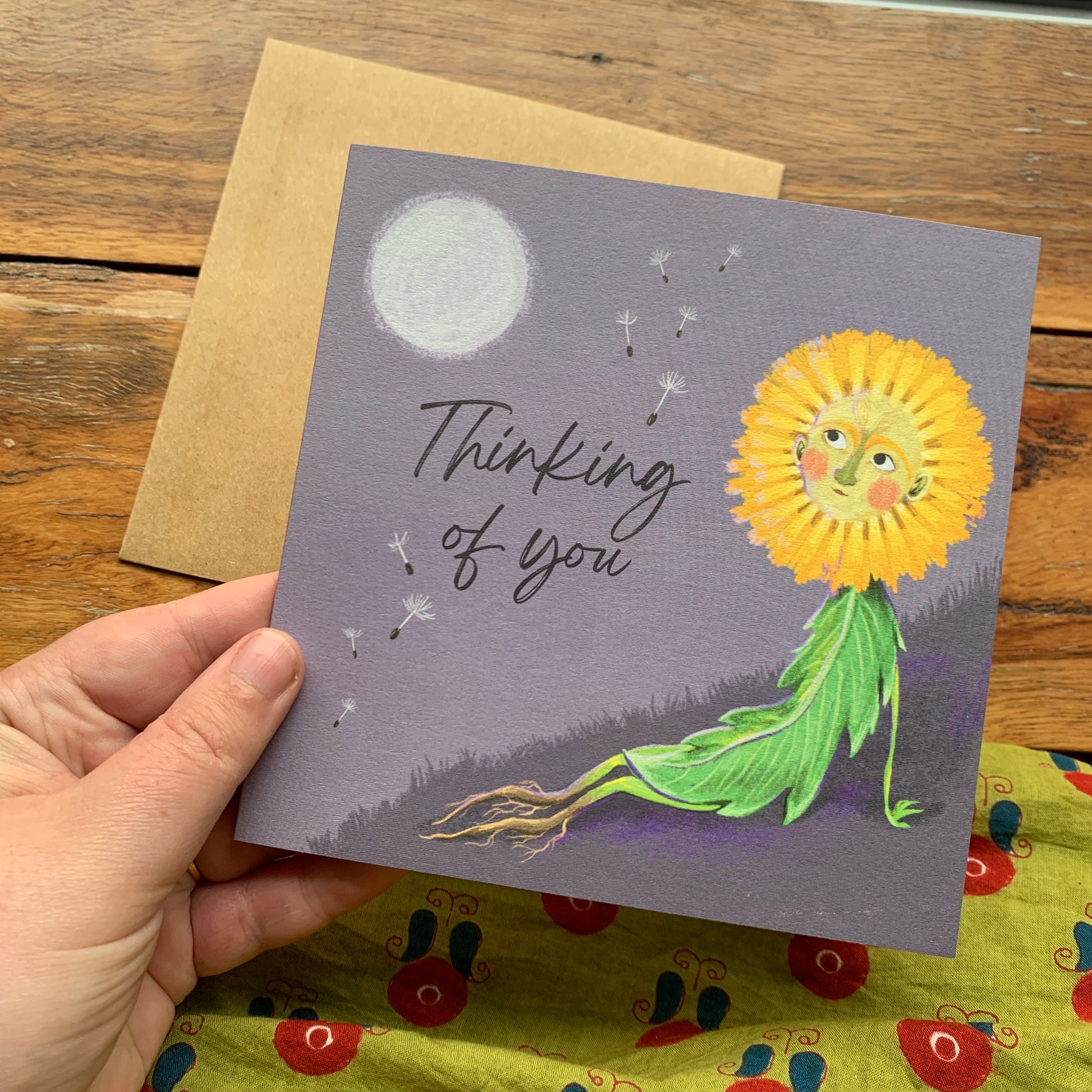 Anna Seed Art | Occasion Card - Thinking of you. Cute flower illustration