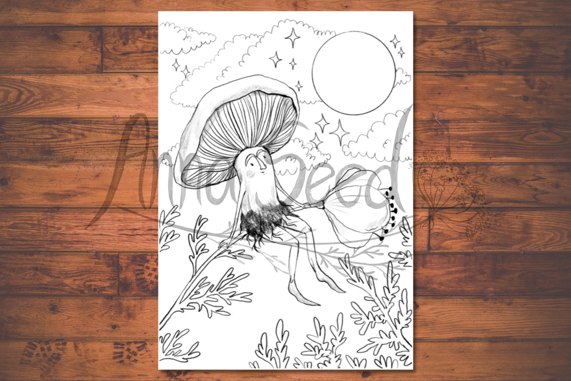 Anna Seed Art | Printable Colouring Page - Having a Think (DIGITAL DOWNLOAD)