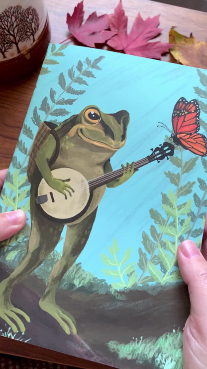 Lined A5 Notebook - Banjo Frog. Cute Stationery