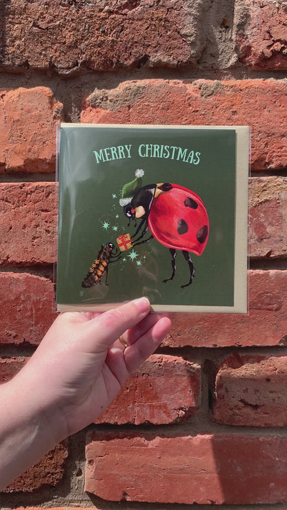 Illustrated Christmas Card! "Merry Christmas" - Blank square seasonal greeting card