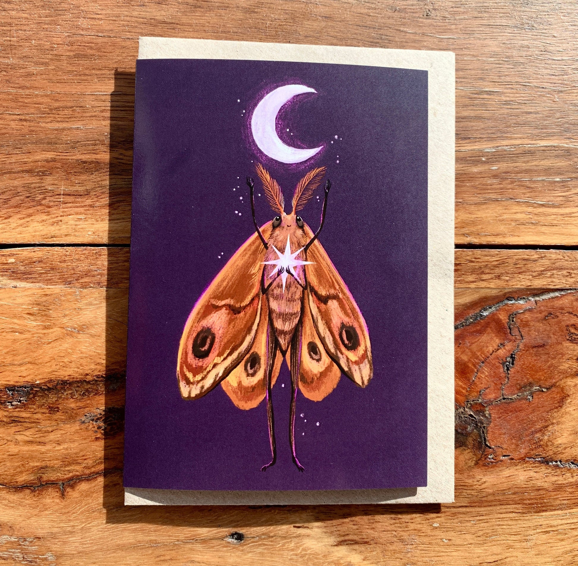 Anna Seed Art | Greeting Card - Moth's Dream. Cute illustration