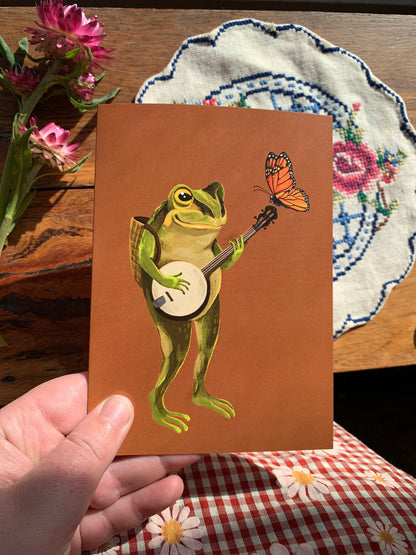 Anna Seed Art | Greeting Card - Banjo Frog. Fun illustration