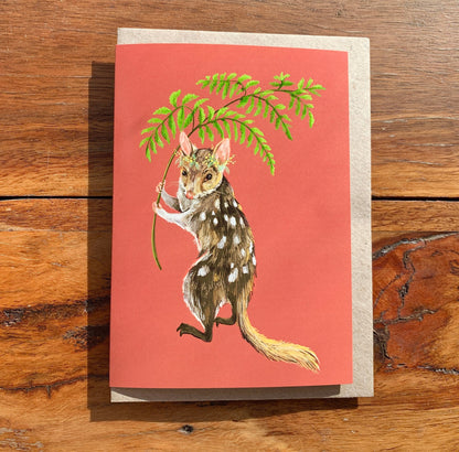 Anna Seed Art | Greeting Card - Spotted Quoll. Cute illustration