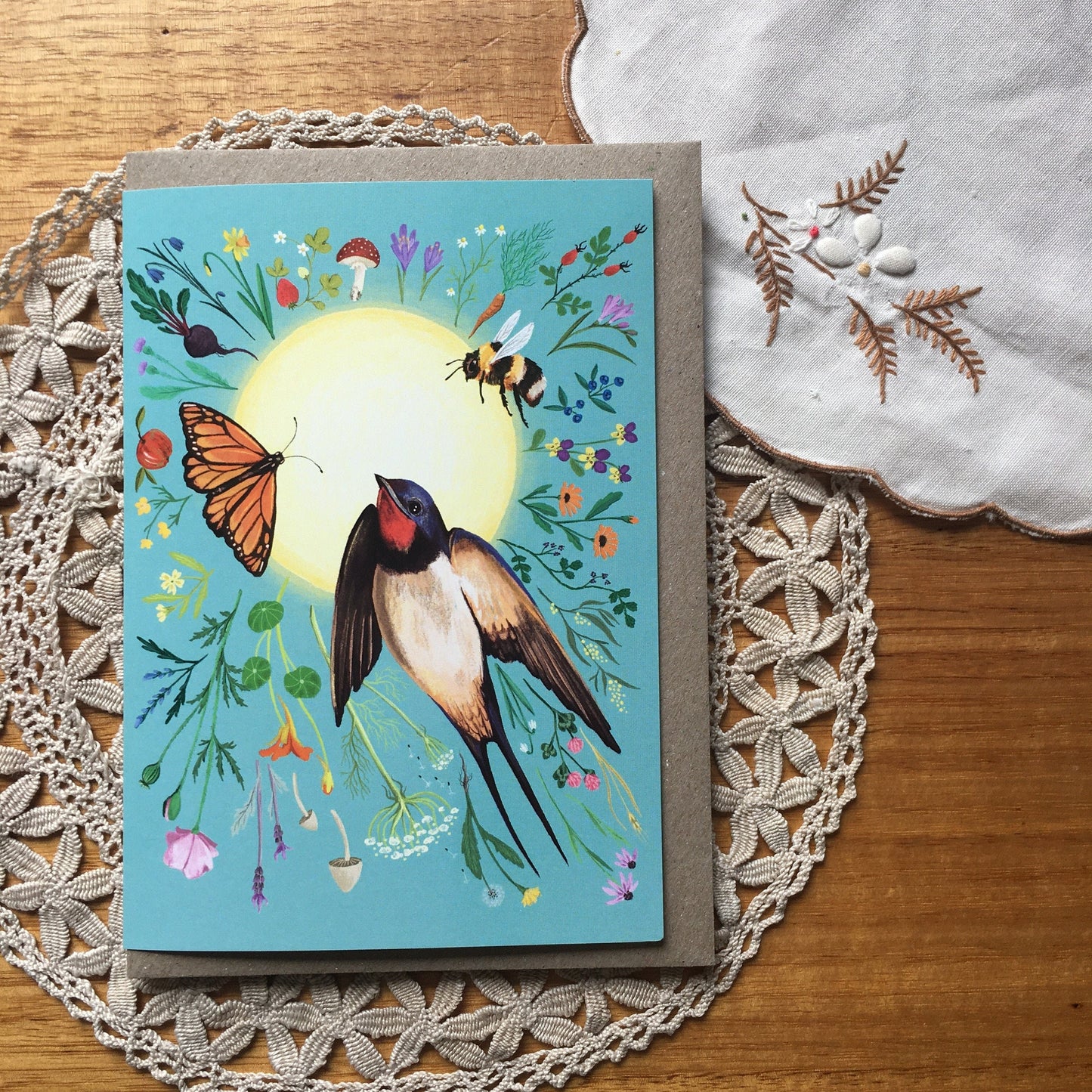 Anna Seed Art | Greeting Card - Swallow in Flight. Nature illustration