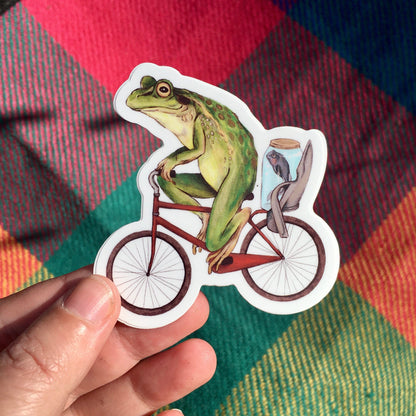 Anna Seed Art | Sticker - Bicycle Frog -  Matte waterproof vinyl